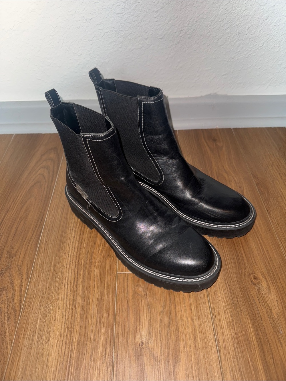 Women’s Calvin Klein Black Chelsea Boots with Contrast Stitching